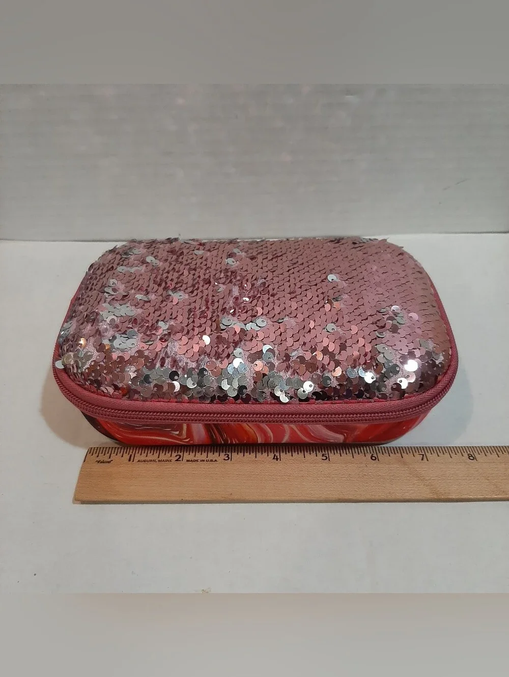 🔥ZIPIT New Sequin Pencil Box Cute Jewelry Box for Girls Pink Swirl Design